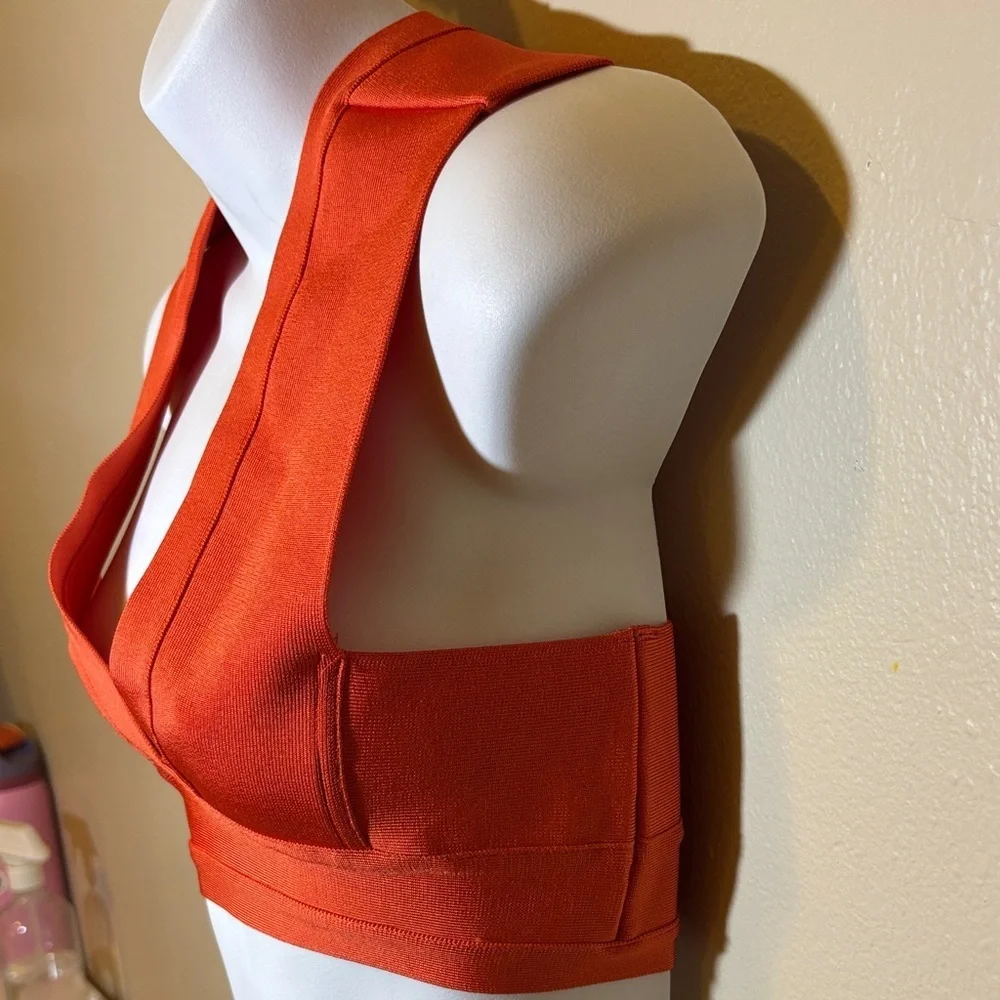 Elegant Deep V Orange Bra